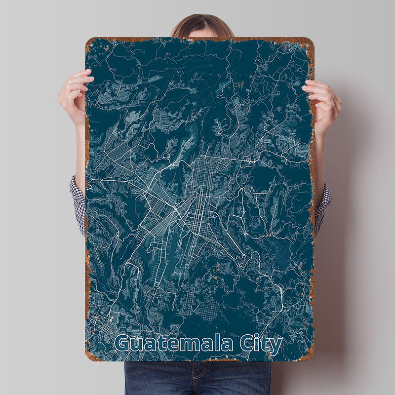 Custom Map Poster - Guatemala City Map Tinplate Poster Customized