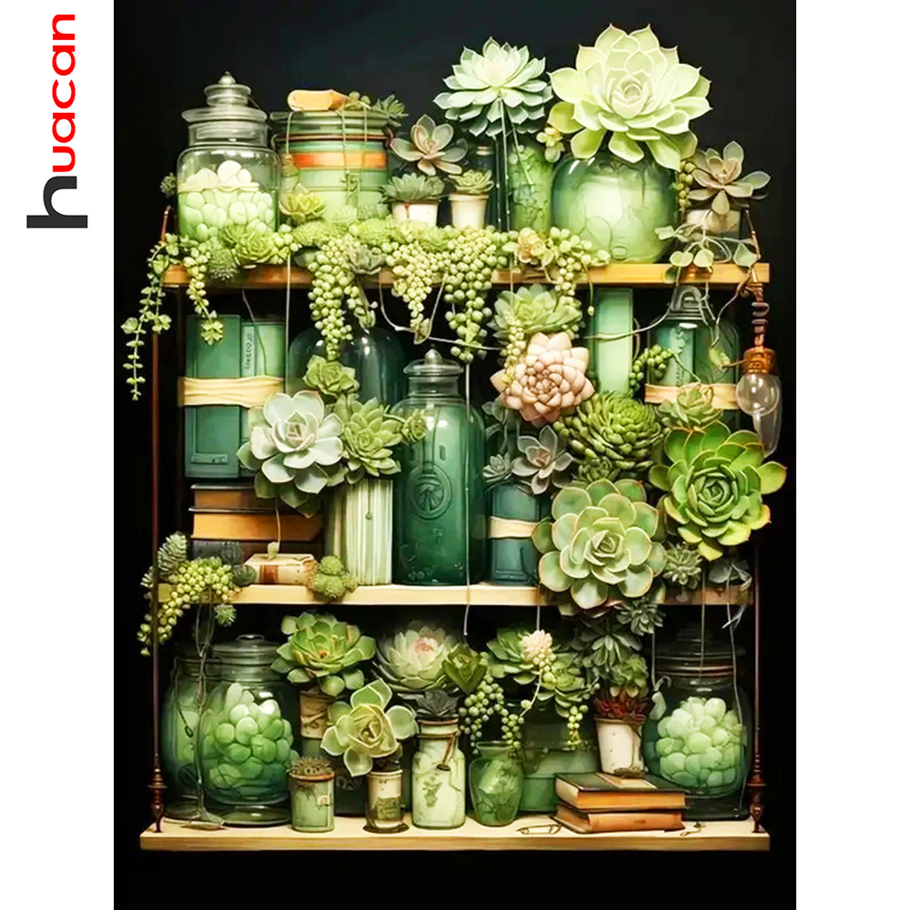 Photo Mosaic Print - Huacan Diamond Painting Succulent Kit 5D